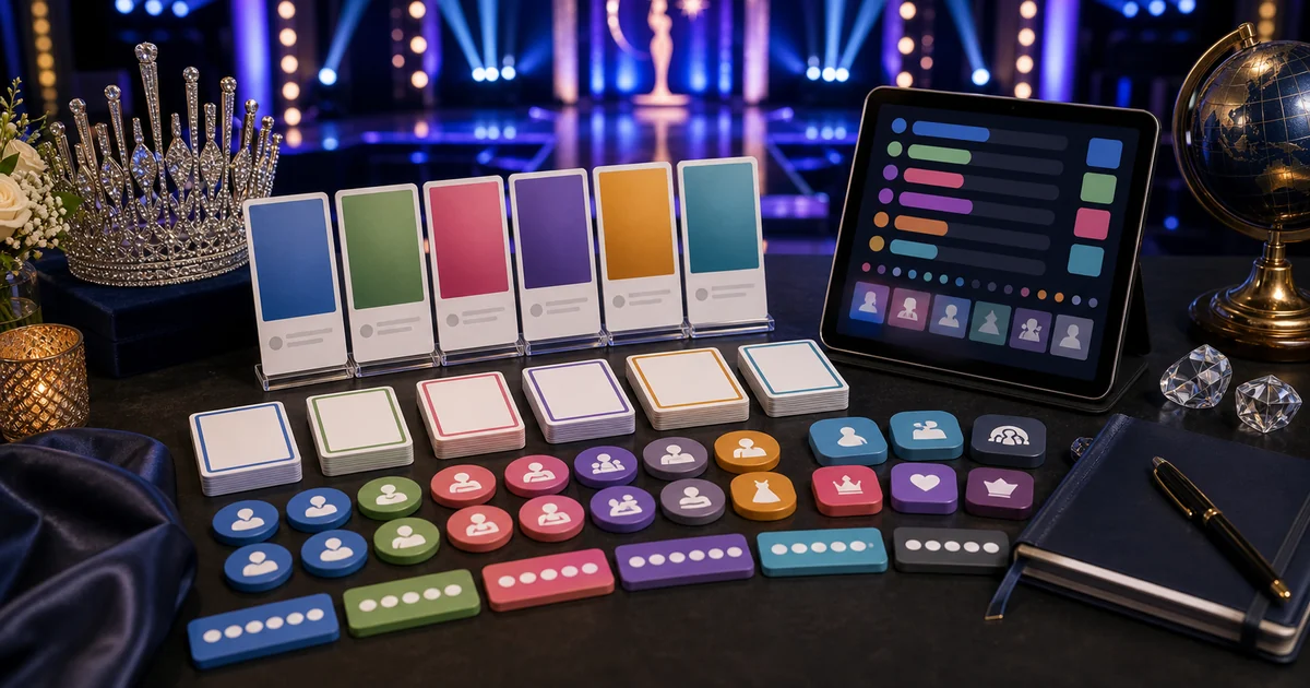 Unique editorial photo for Miss Universe People's Choice showing pageant workflow