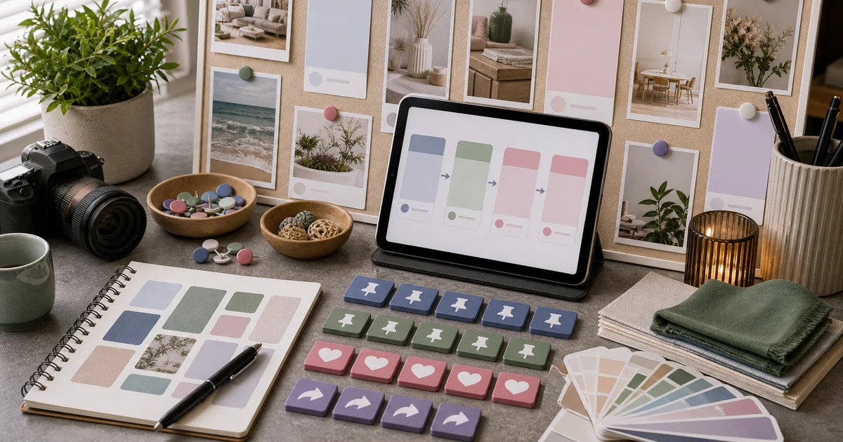 Unique editorial photo for Pinterest pin contest votes showing pinterest workflow
