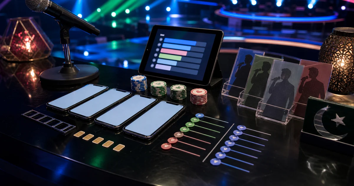 Unique editorial photo for Pakistan Idol Geo TV showing phone-verification workflow
